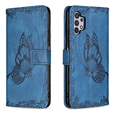 Custodia Portafoglio In Pelle Farfalla Cover con Supporto B02F per Samsung Galaxy A32 4G Blu