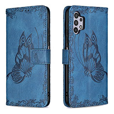 Custodia Portafoglio In Pelle Farfalla Cover con Supporto B02F per Samsung Galaxy A32 5G Blu