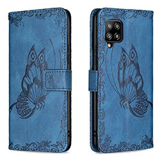 Custodia Portafoglio In Pelle Farfalla Cover con Supporto B02F per Samsung Galaxy A42 5G Blu