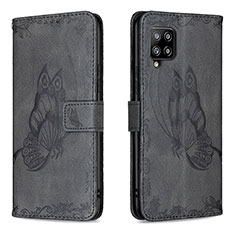 Custodia Portafoglio In Pelle Farfalla Cover con Supporto B02F per Samsung Galaxy A42 5G Nero