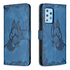 Custodia Portafoglio In Pelle Farfalla Cover con Supporto B02F per Samsung Galaxy A52 4G Blu