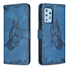 Custodia Portafoglio In Pelle Farfalla Cover con Supporto B02F per Samsung Galaxy A52 5G Blu