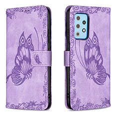 Custodia Portafoglio In Pelle Farfalla Cover con Supporto B02F per Samsung Galaxy A52 5G Lavanda