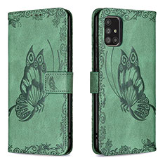 Custodia Portafoglio In Pelle Farfalla Cover con Supporto B02F per Samsung Galaxy A71 5G Verde