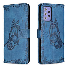 Custodia Portafoglio In Pelle Farfalla Cover con Supporto B02F per Samsung Galaxy A72 4G Blu