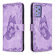 Custodia Portafoglio In Pelle Farfalla Cover con Supporto B02F per Samsung Galaxy A72 5G Lavanda