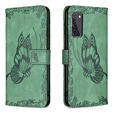 Custodia Portafoglio In Pelle Farfalla Cover con Supporto B02F per Samsung Galaxy S20 FE (2022) 5G Verde