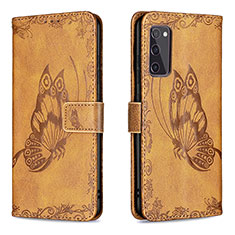 Custodia Portafoglio In Pelle Farfalla Cover con Supporto B02F per Samsung Galaxy S20 FE 4G Marrone