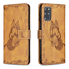 Custodia Portafoglio In Pelle Farfalla Cover con Supporto B02F per Samsung Galaxy S20 Plus Marrone