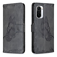 Custodia Portafoglio In Pelle Farfalla Cover con Supporto B02F per Xiaomi Mi 11i 5G Nero