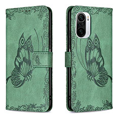 Custodia Portafoglio In Pelle Farfalla Cover con Supporto B02F per Xiaomi Mi 11i 5G Verde