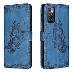 Custodia Portafoglio In Pelle Farfalla Cover con Supporto B02F per Xiaomi Redmi 10 (2022) Blu