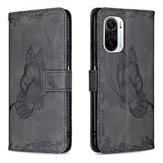 Custodia Portafoglio In Pelle Farfalla Cover con Supporto B02F per Xiaomi Redmi K40 5G Nero