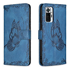 Custodia Portafoglio In Pelle Farfalla Cover con Supporto B02F per Xiaomi Redmi Note 10 Pro Max Blu