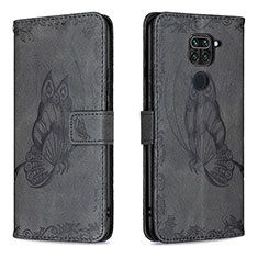 Custodia Portafoglio In Pelle Farfalla Cover con Supporto B02F per Xiaomi Redmi Note 9 Nero