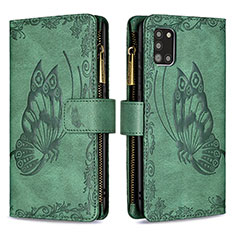 Custodia Portafoglio In Pelle Farfalla Cover con Supporto B03F per Samsung Galaxy A31 Verde