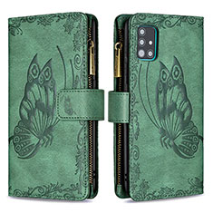 Custodia Portafoglio In Pelle Farfalla Cover con Supporto B03F per Samsung Galaxy M40S Verde