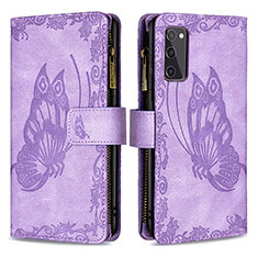 Custodia Portafoglio In Pelle Farfalla Cover con Supporto B03F per Samsung Galaxy S20 FE 4G Lavanda