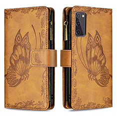 Custodia Portafoglio In Pelle Farfalla Cover con Supporto B03F per Samsung Galaxy S20 Lite 5G Marrone