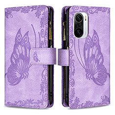 Custodia Portafoglio In Pelle Farfalla Cover con Supporto B03F per Xiaomi Mi 11X 5G Lavanda