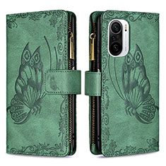 Custodia Portafoglio In Pelle Farfalla Cover con Supporto B03F per Xiaomi Mi 11X Pro 5G Verde