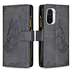 Custodia Portafoglio In Pelle Farfalla Cover con Supporto B03F per Xiaomi Redmi K40 Pro 5G Nero