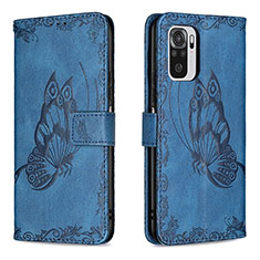 Custodia Portafoglio In Pelle Farfalla Cover con Supporto B03F per Xiaomi Redmi Note 10 4G Blu