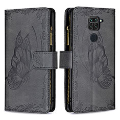 Custodia Portafoglio In Pelle Farfalla Cover con Supporto B03F per Xiaomi Redmi Note 9 Nero