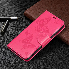 Custodia Portafoglio In Pelle Farfalla Cover con Supporto B13F per Samsung Galaxy S22 5G Rosa Caldo