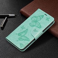 Custodia Portafoglio In Pelle Farfalla Cover con Supporto B13F per Samsung Galaxy S22 5G Verde