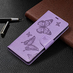 Custodia Portafoglio In Pelle Farfalla Cover con Supporto B13F per Samsung Galaxy S22 Ultra 5G Lavanda