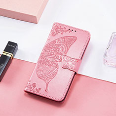 Custodia Portafoglio In Pelle Farfalla Cover con Supporto L01 per Xiaomi Redmi 12C 4G Rosa Caldo