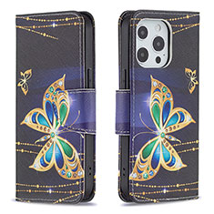 Custodia Portafoglio In Pelle Farfalla Cover con Supporto L07 per Apple iPhone 16 Pro Multicolore