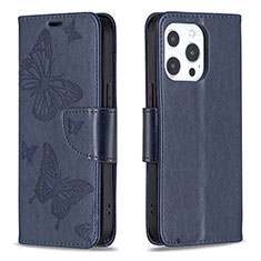 Custodia Portafoglio In Pelle Farfalla Cover con Supporto L09 per Apple iPhone 13 Pro Max Blu