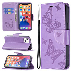 Custodia Portafoglio In Pelle Farfalla Cover con Supporto L09 per Apple iPhone 14 Plus Viola