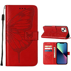 Custodia Portafoglio In Pelle Farfalla Cover con Supporto L10 per Apple iPhone 13 Rosso