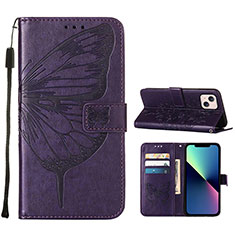 Custodia Portafoglio In Pelle Farfalla Cover con Supporto L10 per Apple iPhone 14 Viola