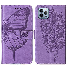 Custodia Portafoglio In Pelle Farfalla Cover con Supporto L10 per Apple iPhone 16 Pro Lavanda