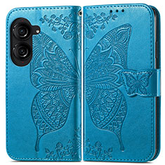 Custodia Portafoglio In Pelle Farfalla Cover con Supporto per Asus ZenFone 10 Blu