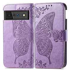 Custodia Portafoglio In Pelle Farfalla Cover con Supporto per Google Pixel 6 5G Lavanda