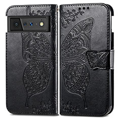 Custodia Portafoglio In Pelle Farfalla Cover con Supporto per Google Pixel 6 5G Nero