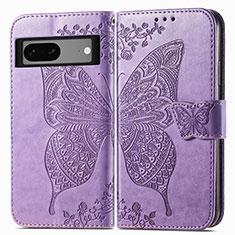 Custodia Portafoglio In Pelle Farfalla Cover con Supporto per Google Pixel 7 5G Lavanda