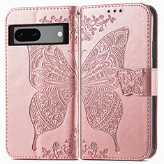 Custodia Portafoglio In Pelle Farfalla Cover con Supporto per Google Pixel 7 5G Oro Rosa