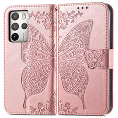 Custodia Portafoglio In Pelle Farfalla Cover con Supporto per HTC U23 5G Oro Rosa