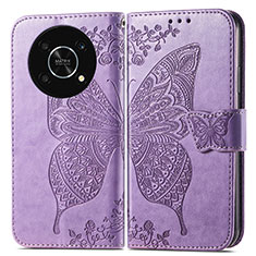 Custodia Portafoglio In Pelle Farfalla Cover con Supporto per Huawei Enjoy 50 Pro Lavanda