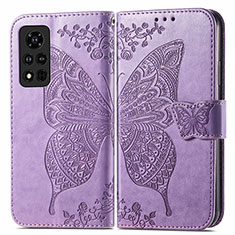 Custodia Portafoglio In Pelle Farfalla Cover con Supporto per Huawei Honor V40 5G Lavanda