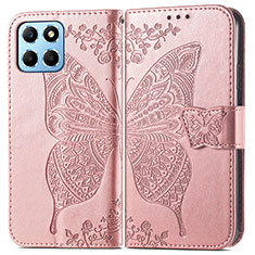 Custodia Portafoglio In Pelle Farfalla Cover con Supporto per Huawei Honor X6 Oro Rosa