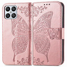 Custodia Portafoglio In Pelle Farfalla Cover con Supporto per Huawei Honor X8 4G Oro Rosa