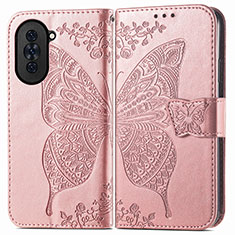 Custodia Portafoglio In Pelle Farfalla Cover con Supporto per Huawei Nova 10 Oro Rosa