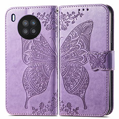 Custodia Portafoglio In Pelle Farfalla Cover con Supporto per Huawei Nova 8i Lavanda